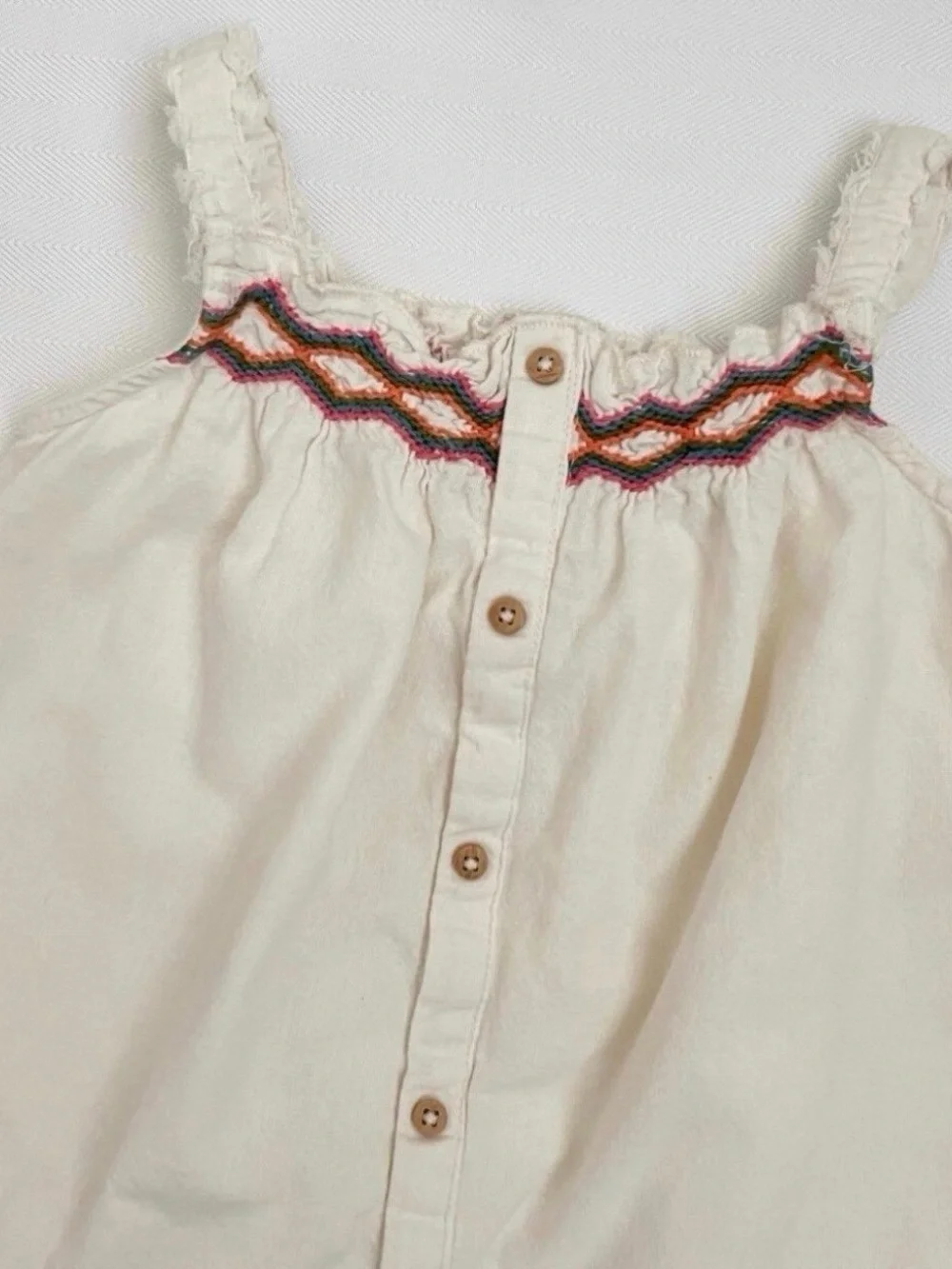 Zara Cream Spaghetti-Strap Dress with Pink Accent